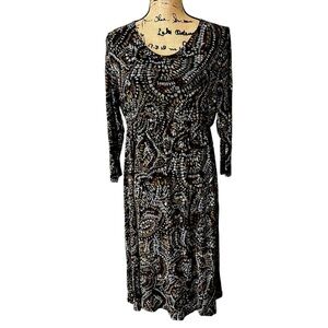 Citiknit Empire Waist 3/4 Sleeves Knee Length Pullover Dress NEW